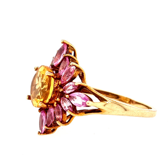 Pre Owned 9ct Citrine and Amethyst Ring ZP561